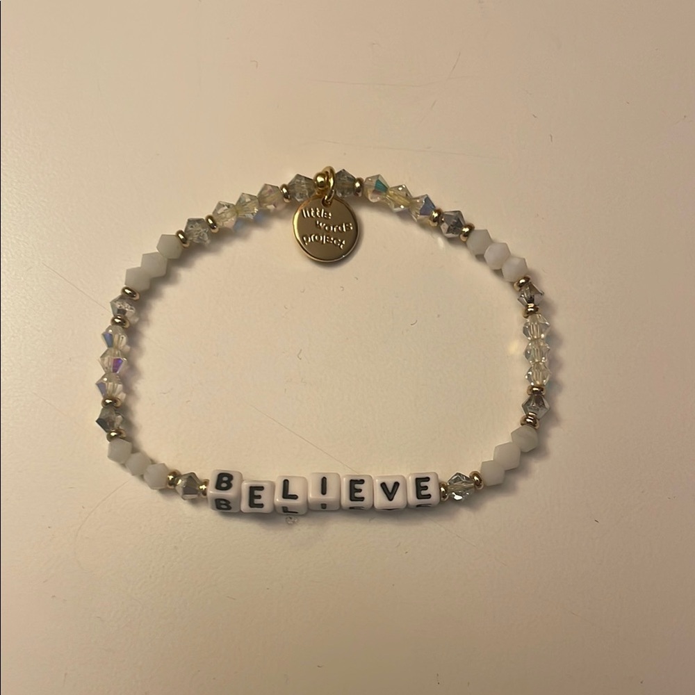 Believe Beaded Bracelet with Gold Accents
